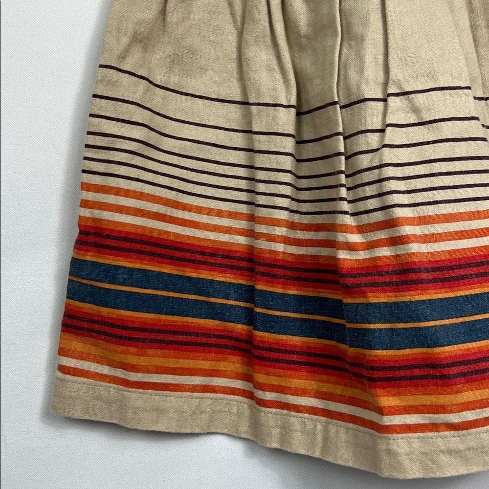 Tea Collection Tan and Orange Stripe linen dress 6-12 months - Picture 4 of 14